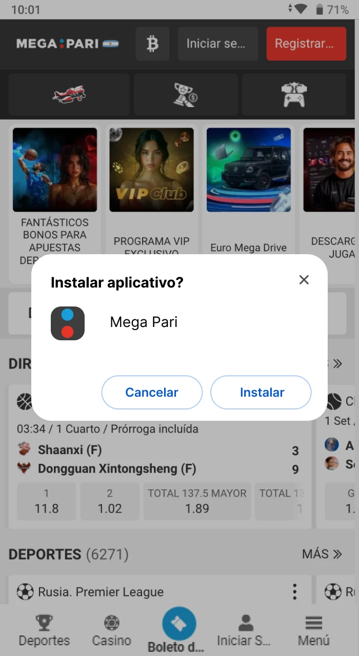 Abre el instalador de Megapari para dar inicio al proceso.