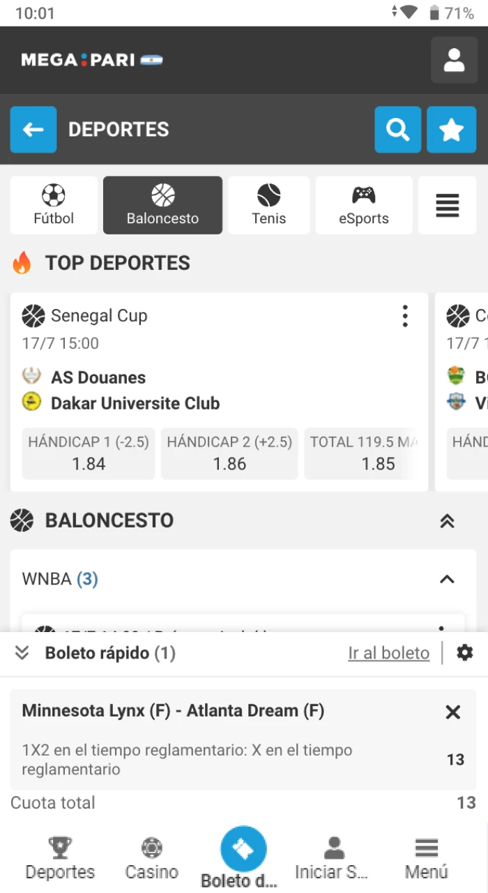 La solución ideal para apostar y jugar desde cualquier lugar. Hemos diseñado esta aplicación móvil para que gestionar tu cuenta sea mucho más sencillo y directo desde el teléfono. Ya sea que uses Android o iOS, esta herramienta está pensada para que te centres únicamente en disfrutar. Una interfaz más fluida y una navegación más veloz son solo algunas de las ventajas de nuestra app.