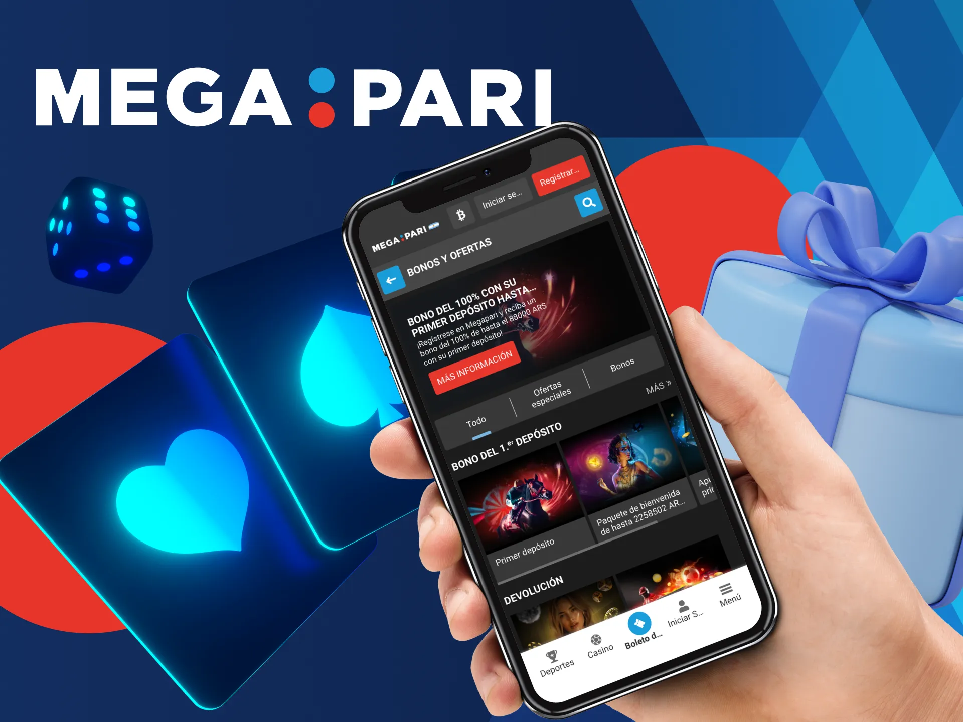 Interfaz y catálogo de la sección de casino en la aplicación