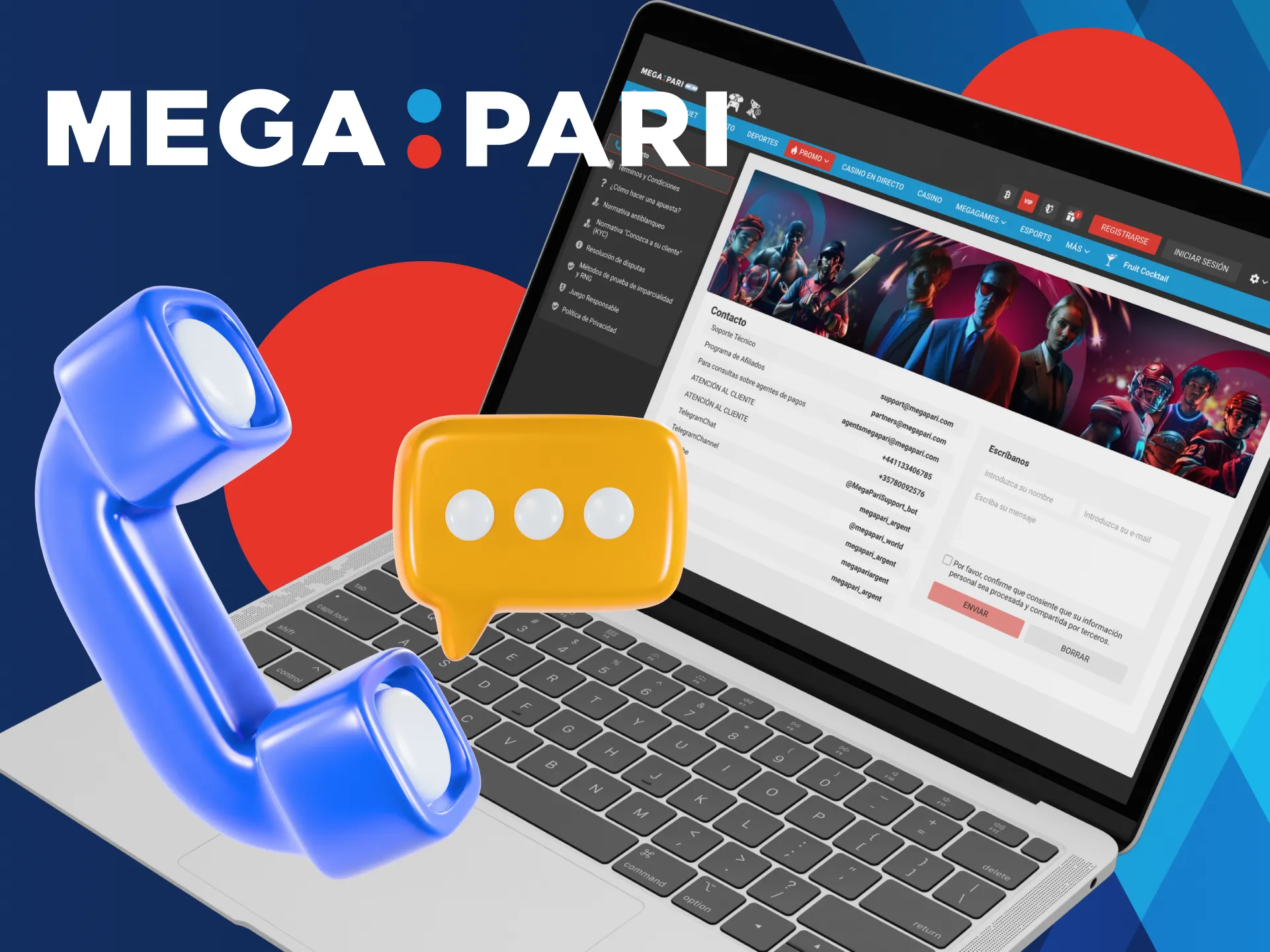 Cómo comunicarte con el equipo de Megapari vía telefónica.