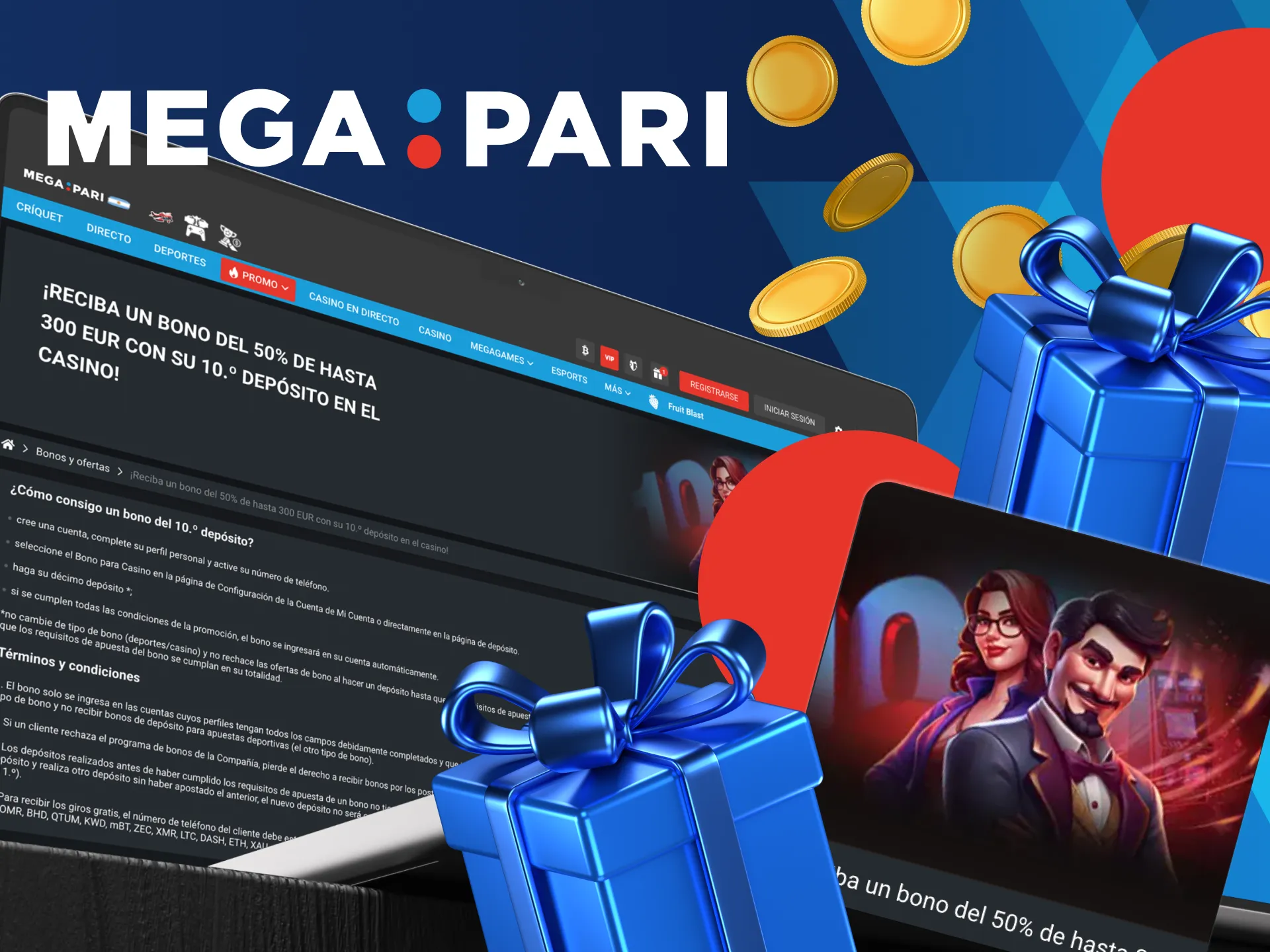 Obtén un 50% extra en tu décimo depósito en el Casino Megapari.