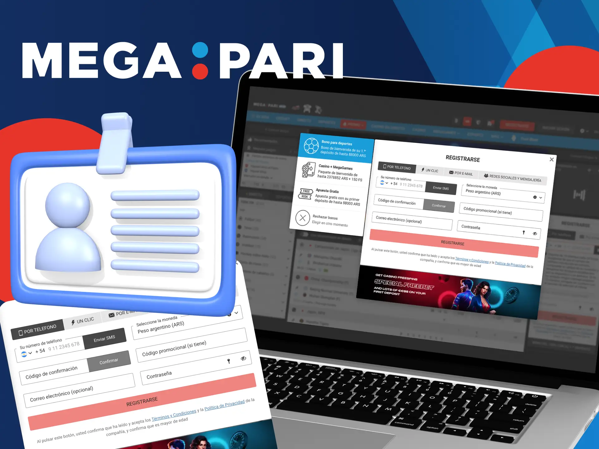 Opciones disponibles para darse de alta en Megapari.