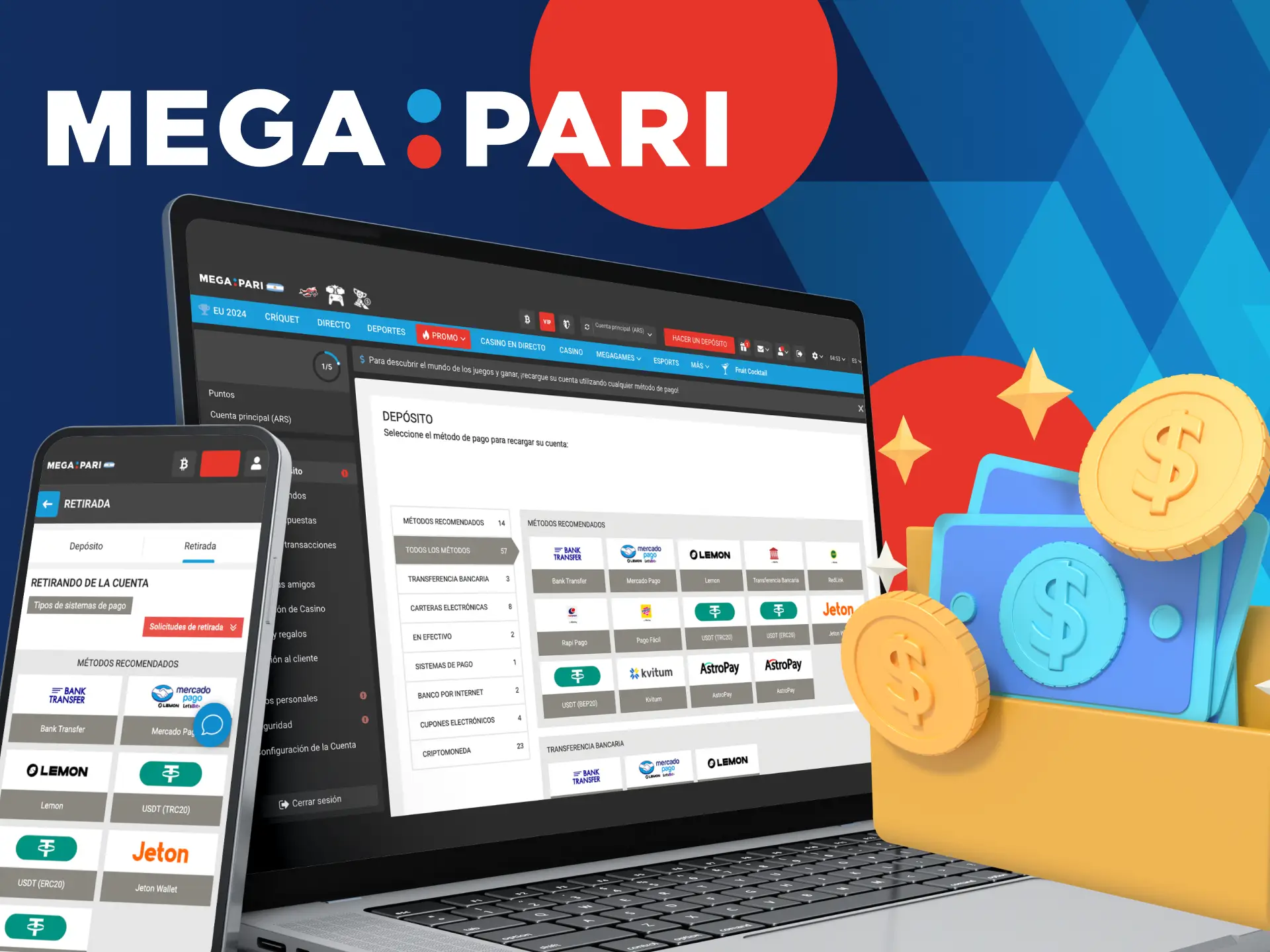 Métodos de pago y monedas aceptadas en Megapari.