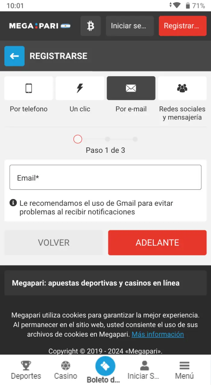 Ingresa los datos solicitados en el formulario de inscripción de Megapari.
