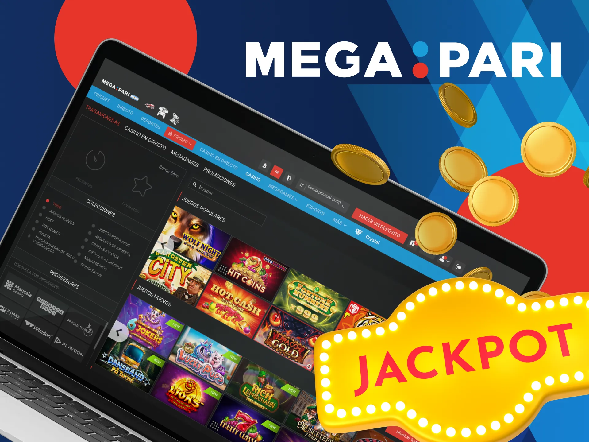 Busca las tragamonedas con jackpots progresivos en Megapari y ve por el premio mayor.